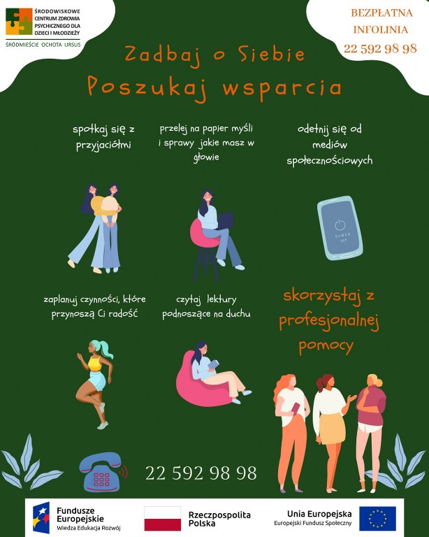 Plakat zachęcający do skorzystania z infolinii - pomoc psychologiczna