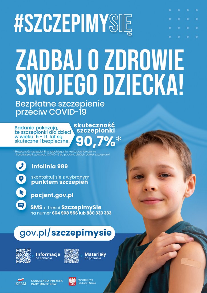 Plakat - szczepienia dzieci i mlodziezy w wieku 5-11 lat: